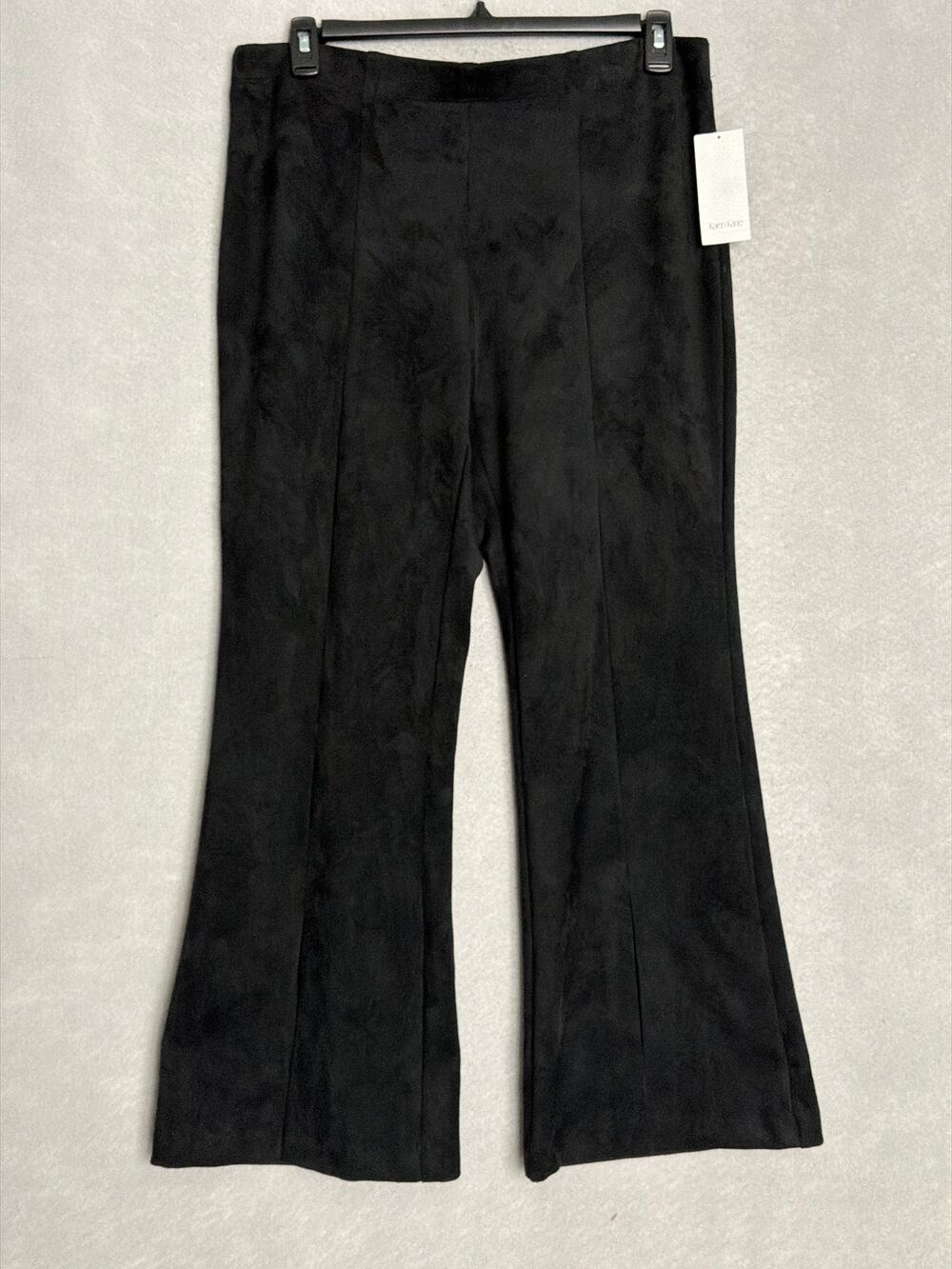 Karen Kane Faux Suede Pants Front Slit in Black Women's 1X NEW